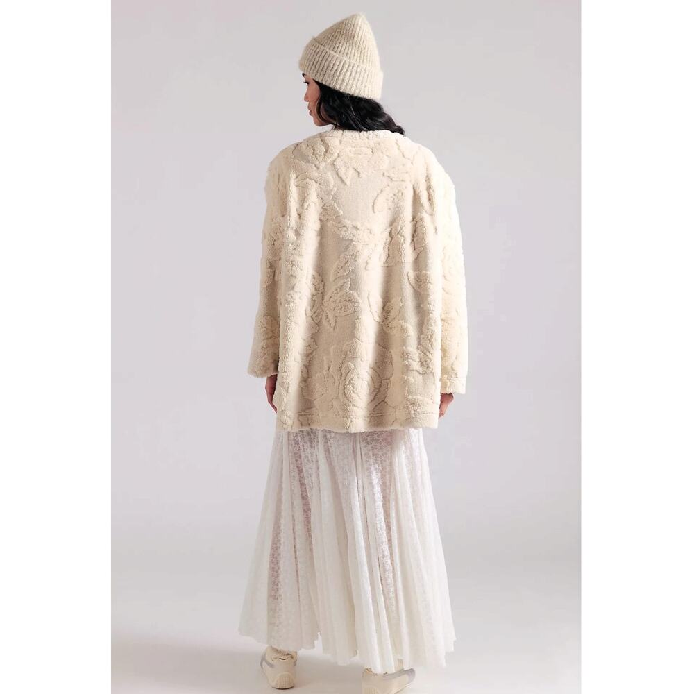 Free People Oversized Romantic Calla Sherpa Pullover Ivory Floral Medium NWT - Picture 2 of 13